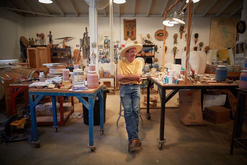 Wesley Anderegg, artist, ceramist. Photographed in his studio in Buellton CA