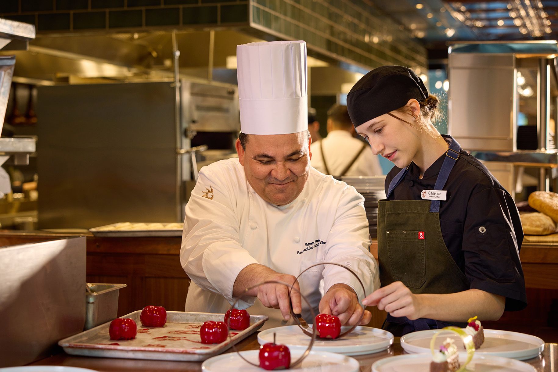 Gaylord Hotel Recruiting Campaign. The kitchen, pastries chef with. his assistant