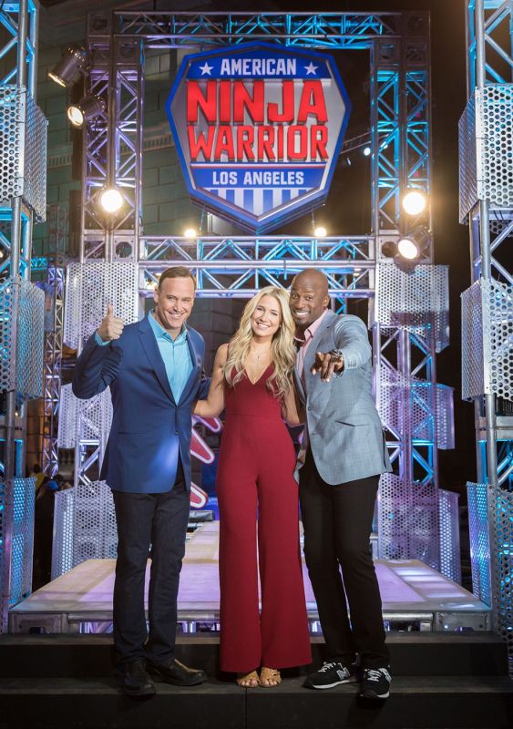 Matt Iseman, Kristine Leahy and Akbar Gbajajiamila American Ninja Warrior Hosts