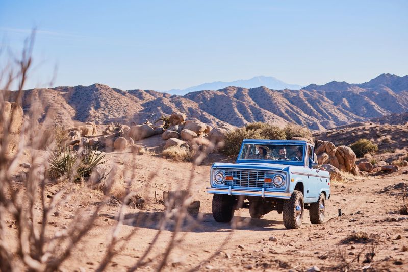 Vintage Ford Bronco for Nacero commercial lifestyle photo shoot in the California Desert