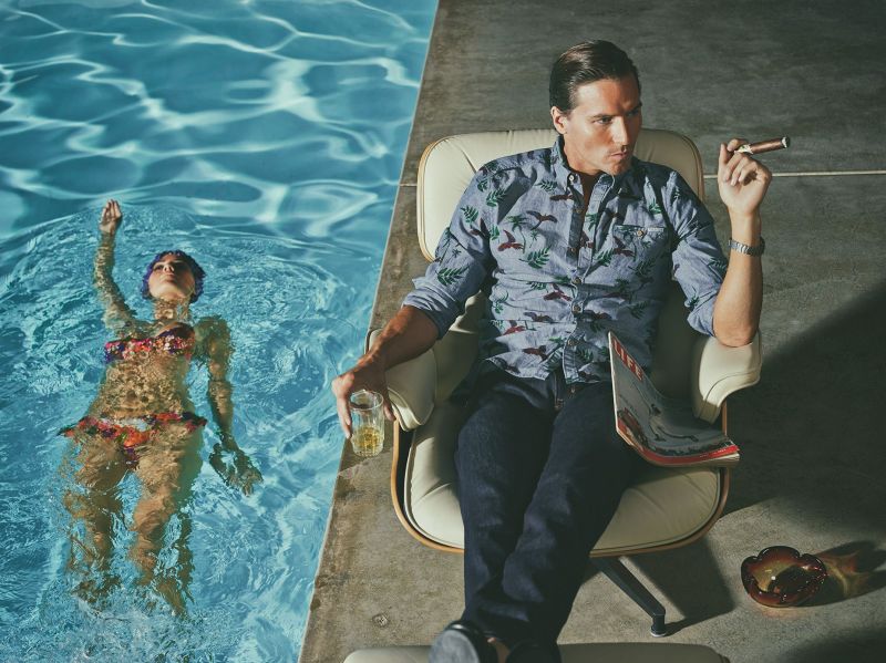 Vintage Fashion Lifestyle at the Stahl House with the pool, Hollywood Hills