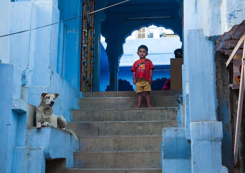 Boy with his dog in Jodhpur, Rajasthan. India