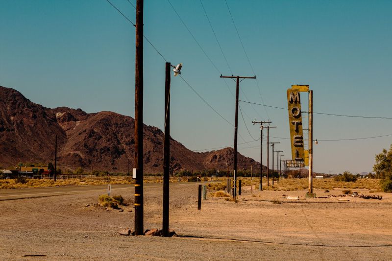 Vintage rusted Motel sign on the Route 66 Newberry Springs