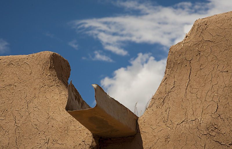 Detail of a house drainage system in Taos Pueblo