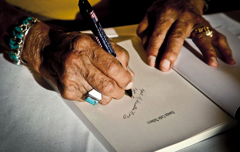 Personal dedication on a book from a Navajo Code Talker in Albuquerque