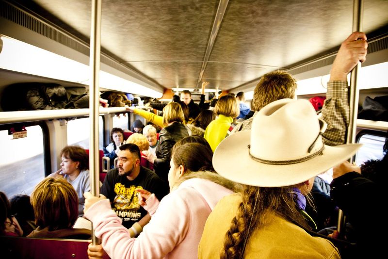 Riding along the train Albuquerque.- Santa Fe