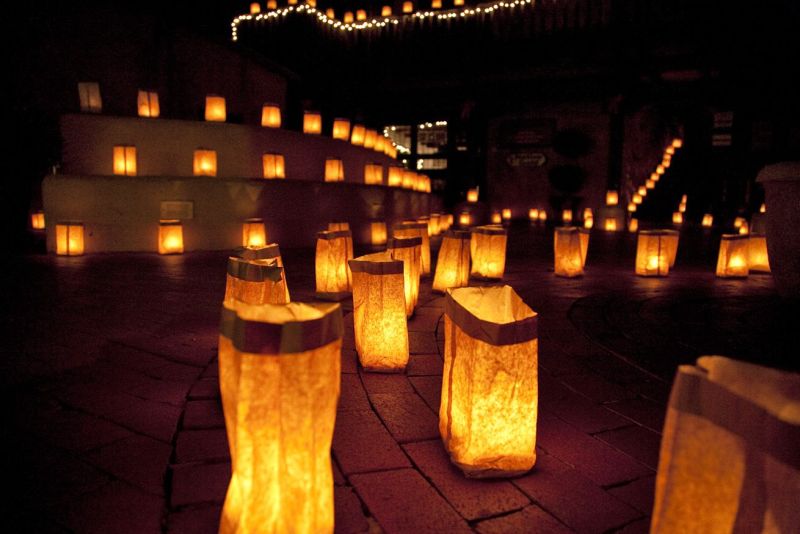 Luminaria during the Christmas celebrations at the main Plaza in Albuquerque